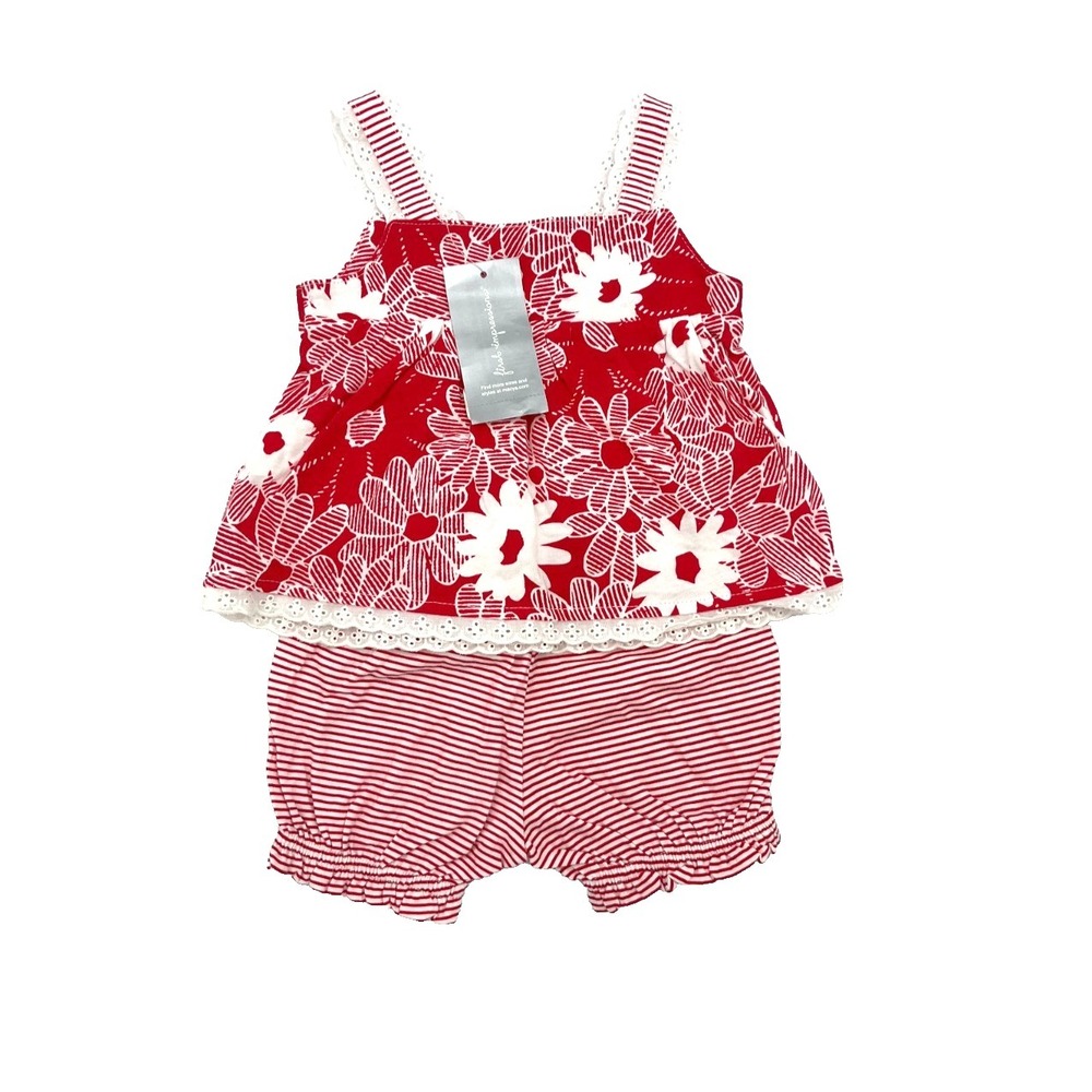 First Impression Baby Girl Red Floral Two Piece Set 3-6 months New